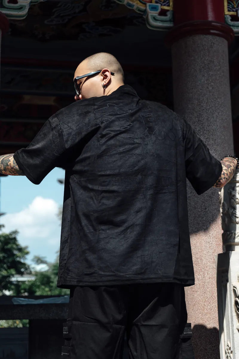 XCTRL Tokyo Runaway Leather Oversized Shirt - Black