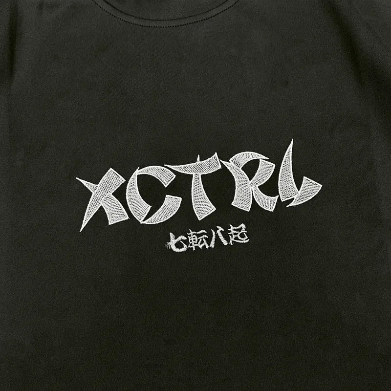 XCTRL Embroidered Daruma Oversize Shirt - Black