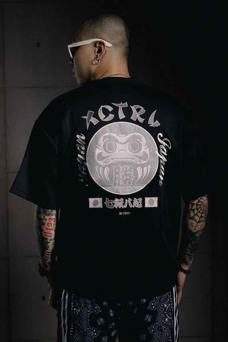 XCTRL Embroidered Daruma Oversize Shirt - Black